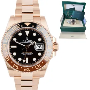 FEB 22 2022 NEW Rolex GMT Master II Root Beer 18K Rose Gold 126715 CHNR Watch
