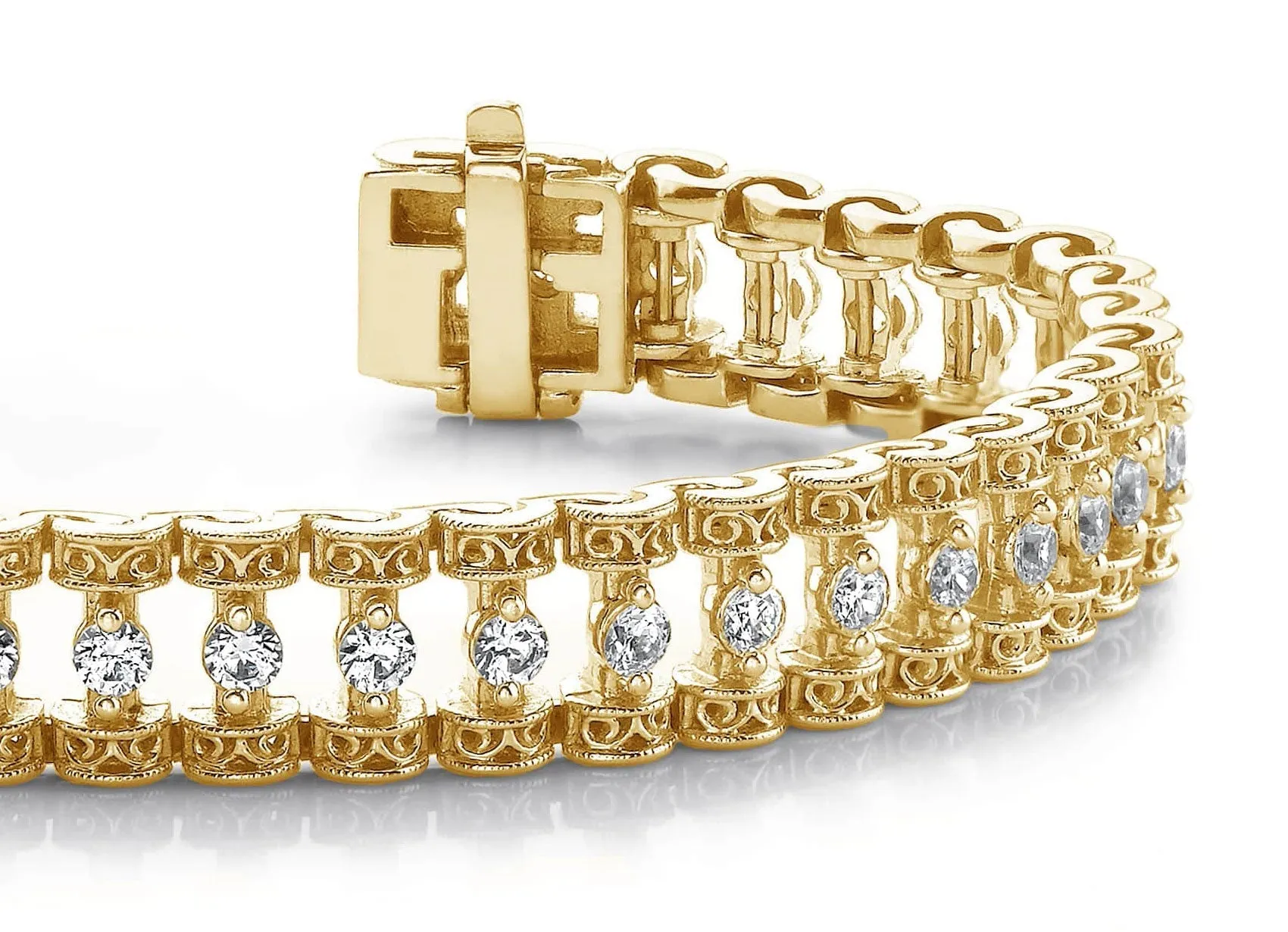 Filigree Diamond Candlestick Diamond Bracelet with 2.99 ct.(finished) 2.5mm