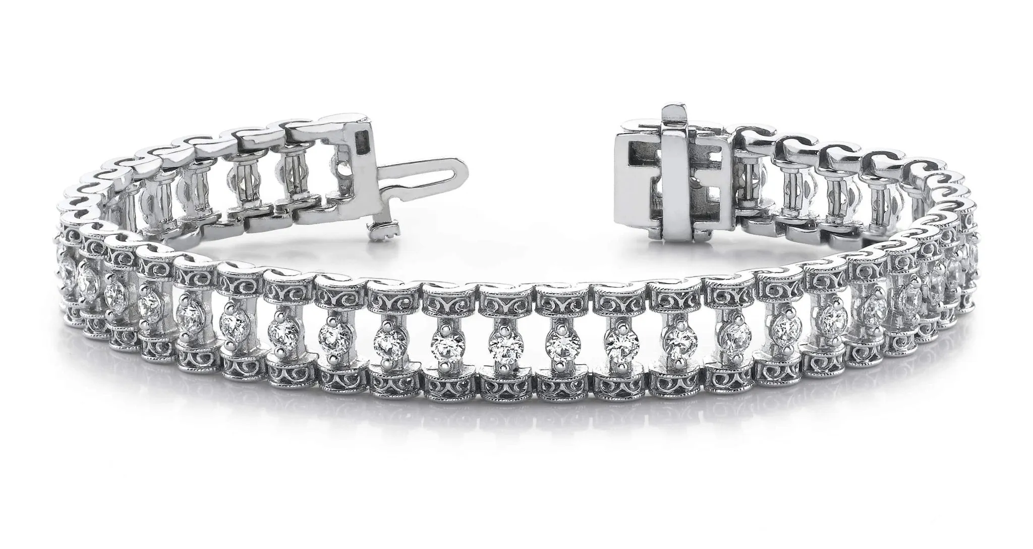 Filigree Diamond Candlestick Diamond Bracelet with 2.99 ct.(finished) 2.5mm