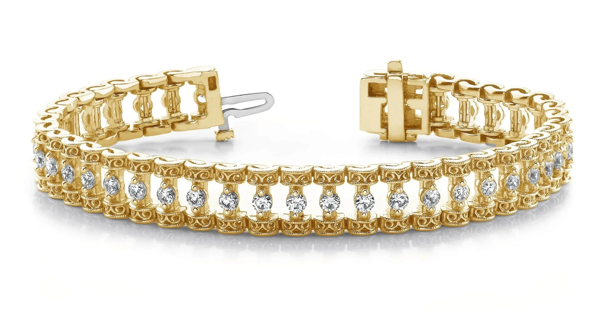 Filigree Diamond Candlestick Diamond Bracelet with 2.99 ct.(finished) 2.5mm