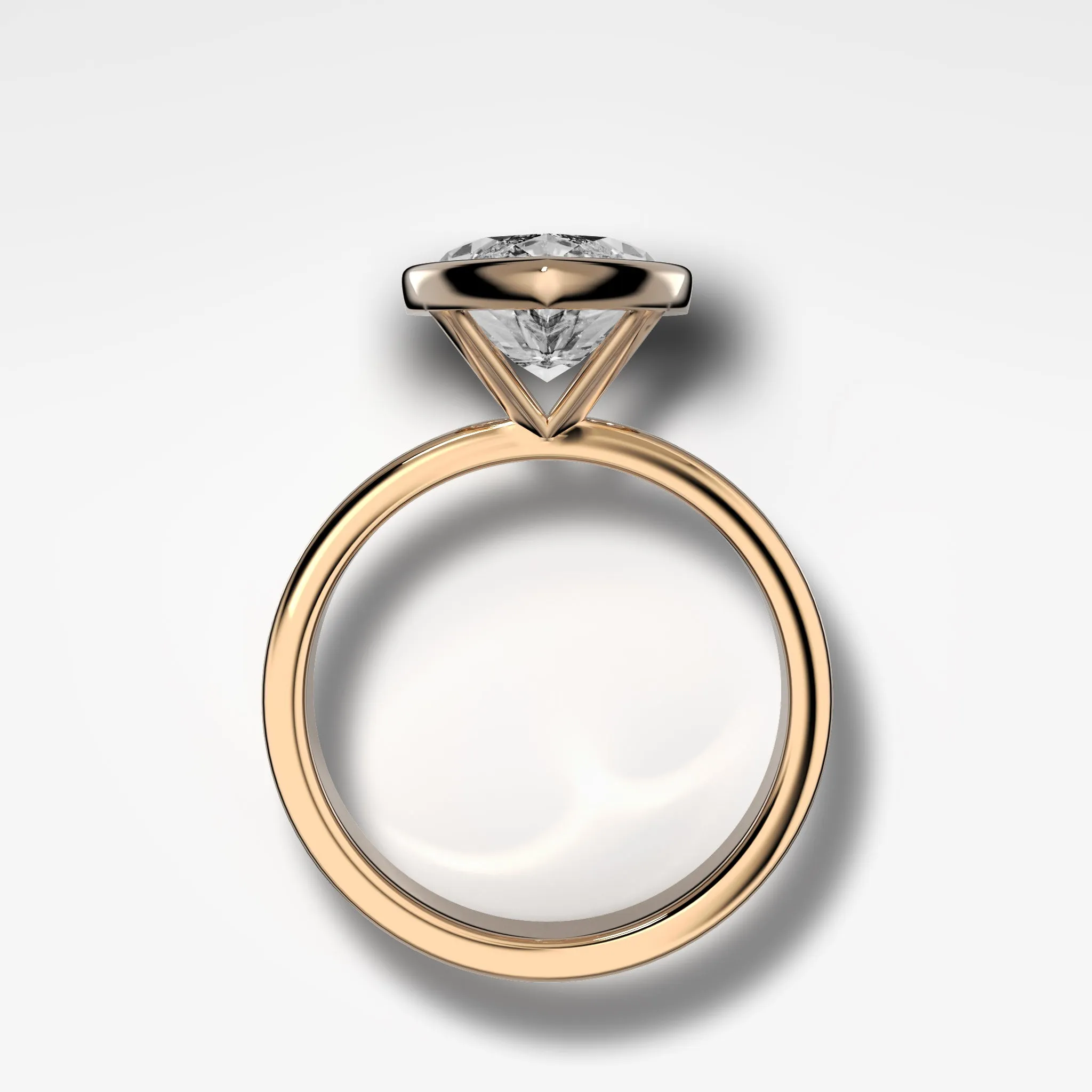 Finest Bezel Set Engagement Ring With Marquise Cut Diamond