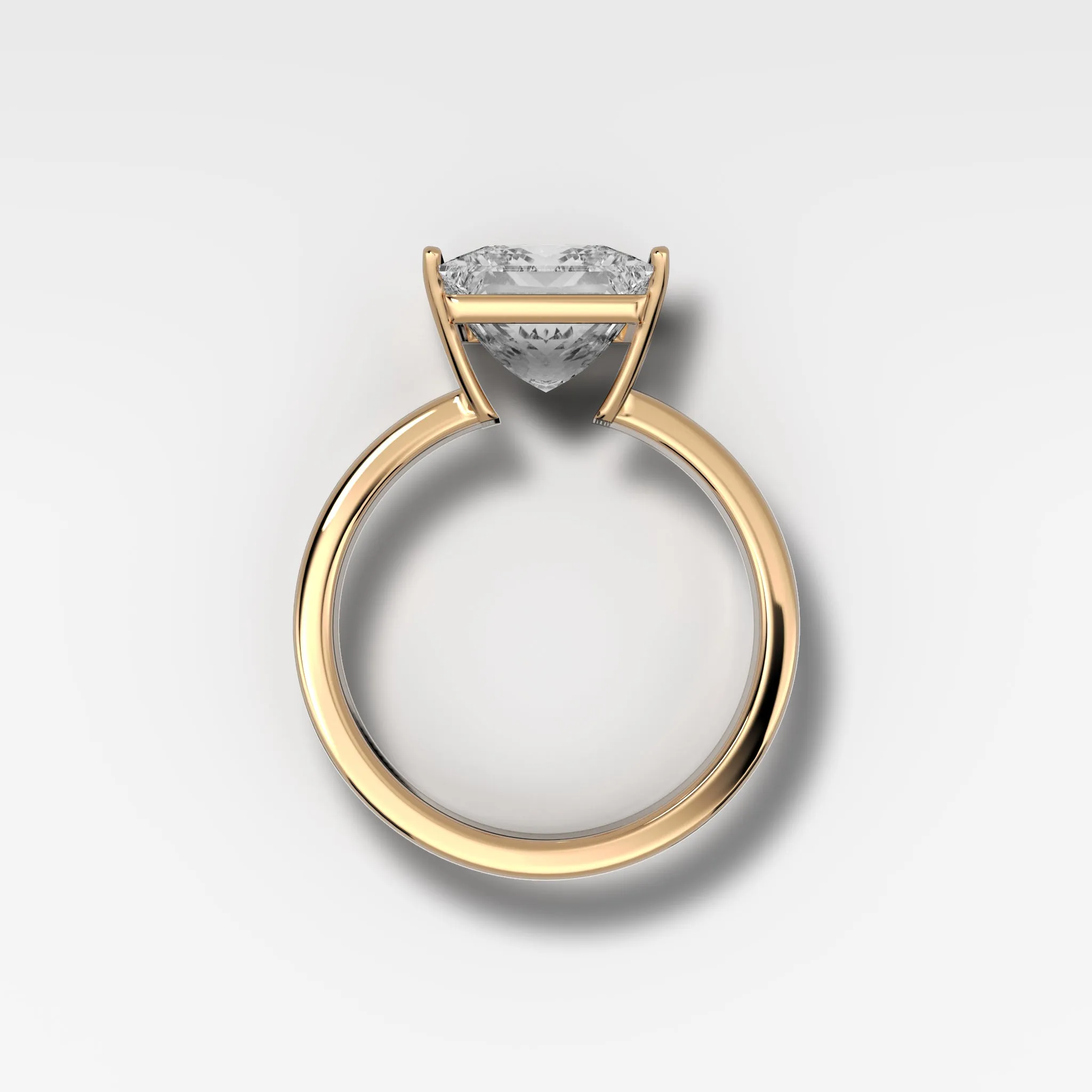 Finest Half Bezel Solitaire Engagement Ring With Princess Cut Diamond