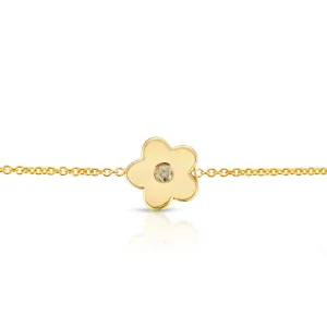 Fleur délicate” 14-karat gold flower bracelet with diamond