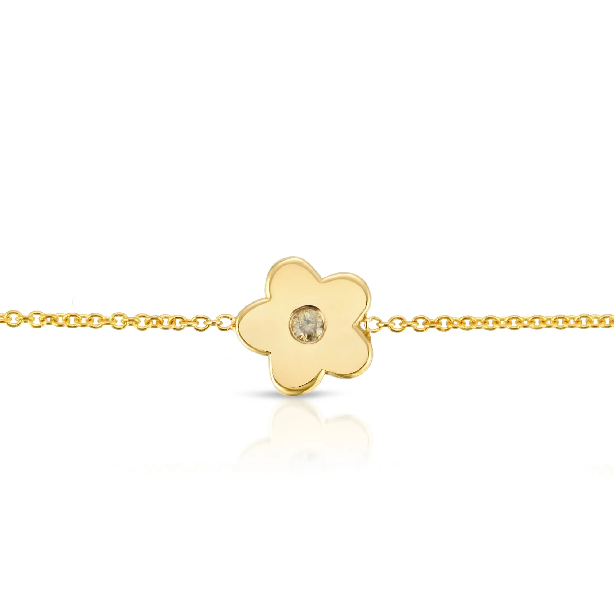 Fleur délicate” 14-karat gold flower bracelet with diamond