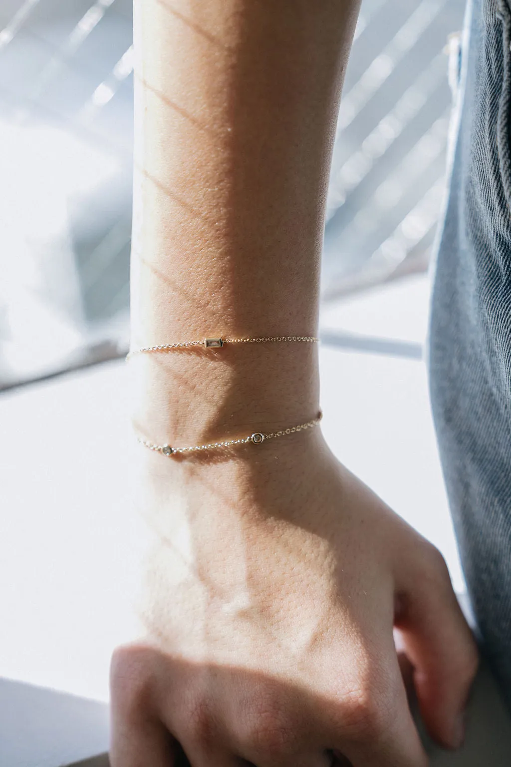 Floating Bezeled Baguette Diamond Bracelet