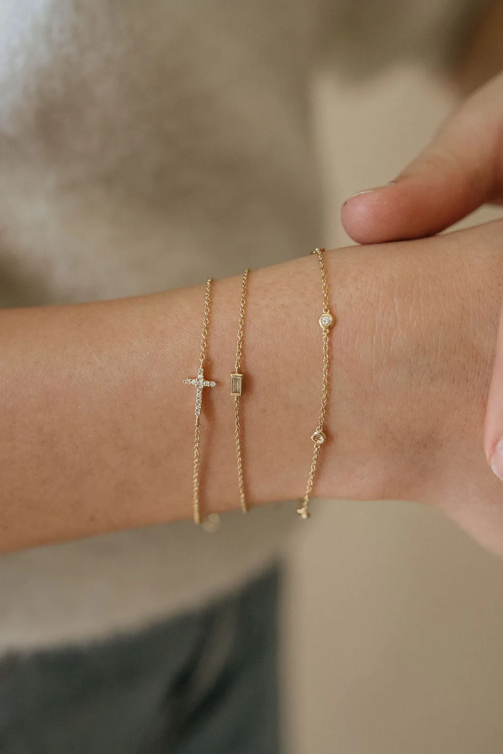 Floating Bezeled Baguette Diamond Bracelet