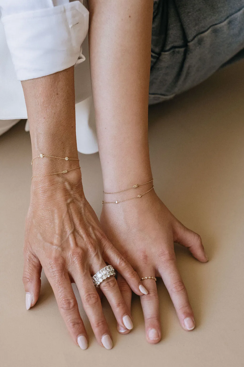 Floating Bezeled Baguette Diamond Bracelet