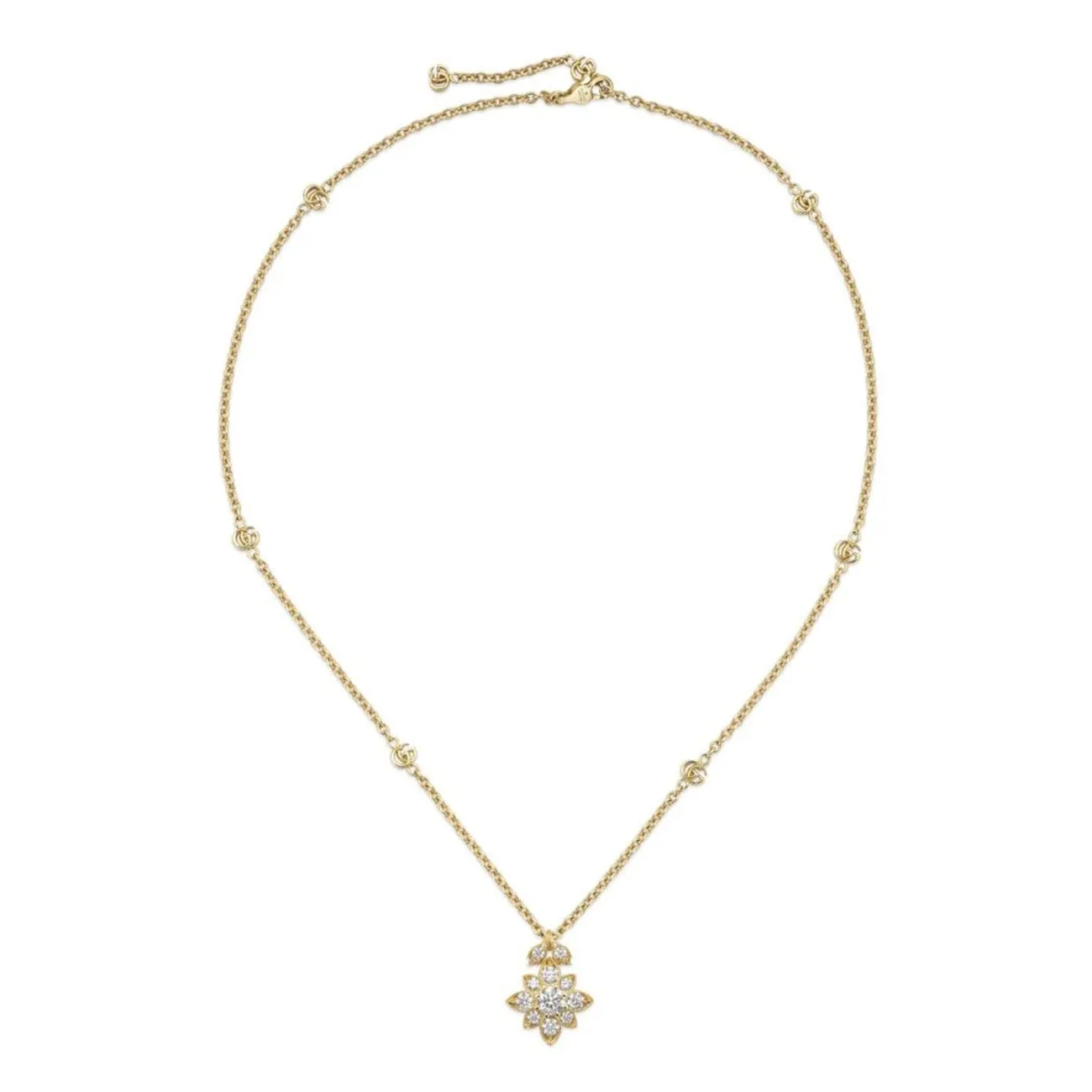 Flora 18K Yellow Gold Double G & Flower Diamond Necklace