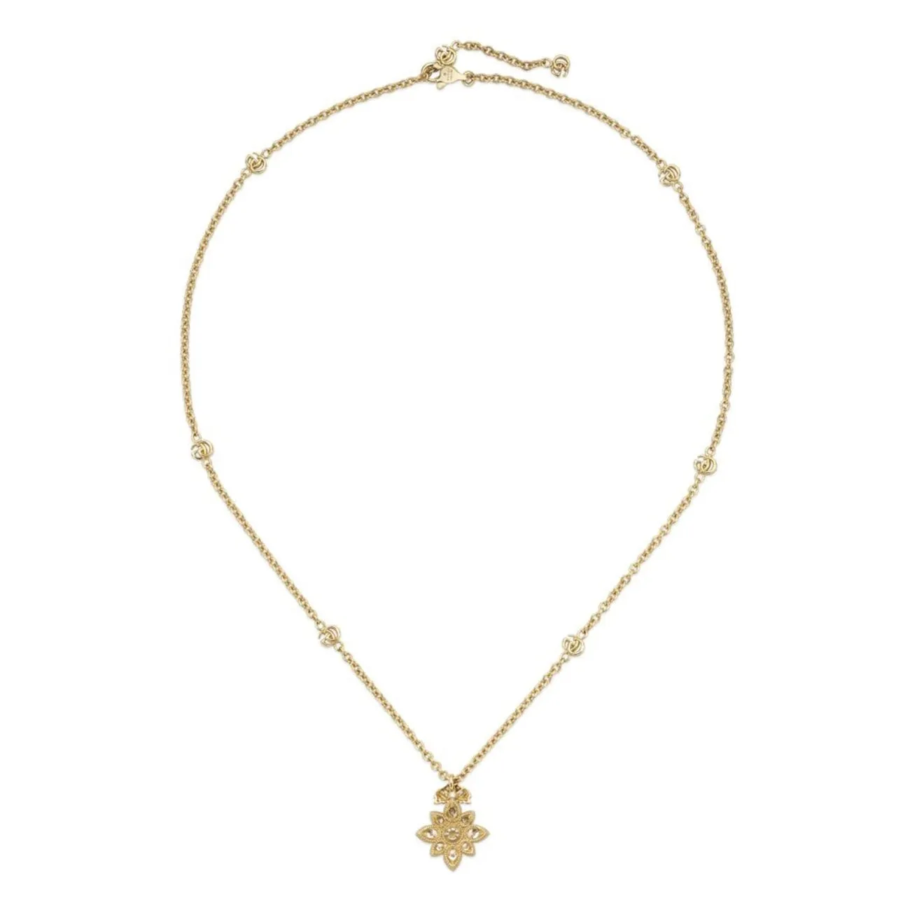 Flora 18K Yellow Gold Double G & Flower Diamond Necklace
