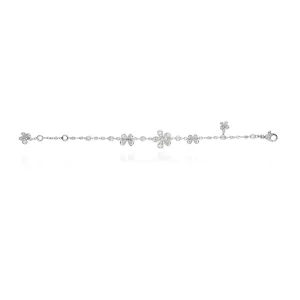 Flower And Butterflies 18K White Gold Diamond Bracelet
