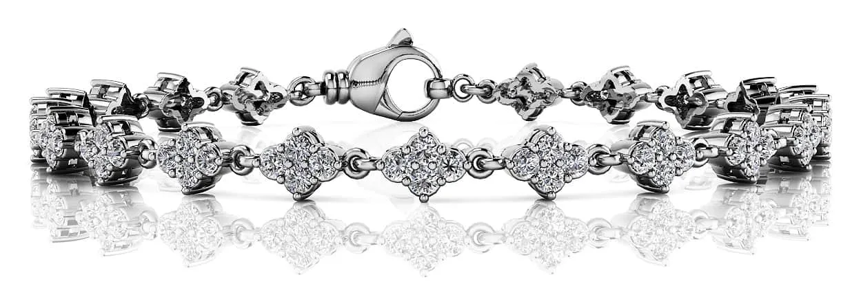 Flower Cluster Link Diamond Bracelet with 2.79 ct.(finished) 2.25mm