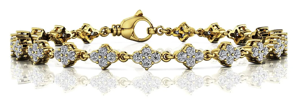 Flower Cluster Link Diamond Bracelet with 2.79 ct.(finished) 2.25mm