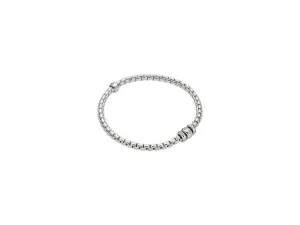 Fope Eka 18k White Gold Flex'It Bracelet with Rhombus-set Diamonds .12ctw - Size Medium