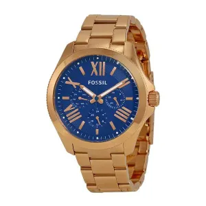 Fossil Cecile Gold Stainless Steel Blue Dial Quartz Watch for Ladies - AM4566