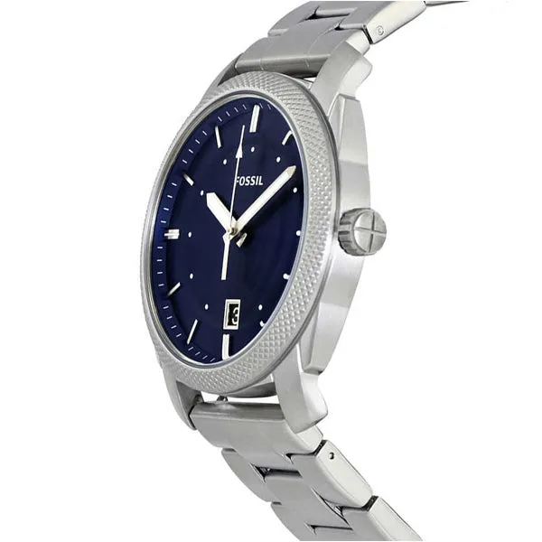 Fossil Machine Silver Stainless Steel Blue Dial Quartz Watch for Gents - FS5340