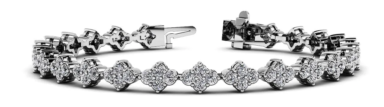 Four Clover Diamond Tennis Diamond Bracelet with 4.10 ct.(finished) 2.25mm