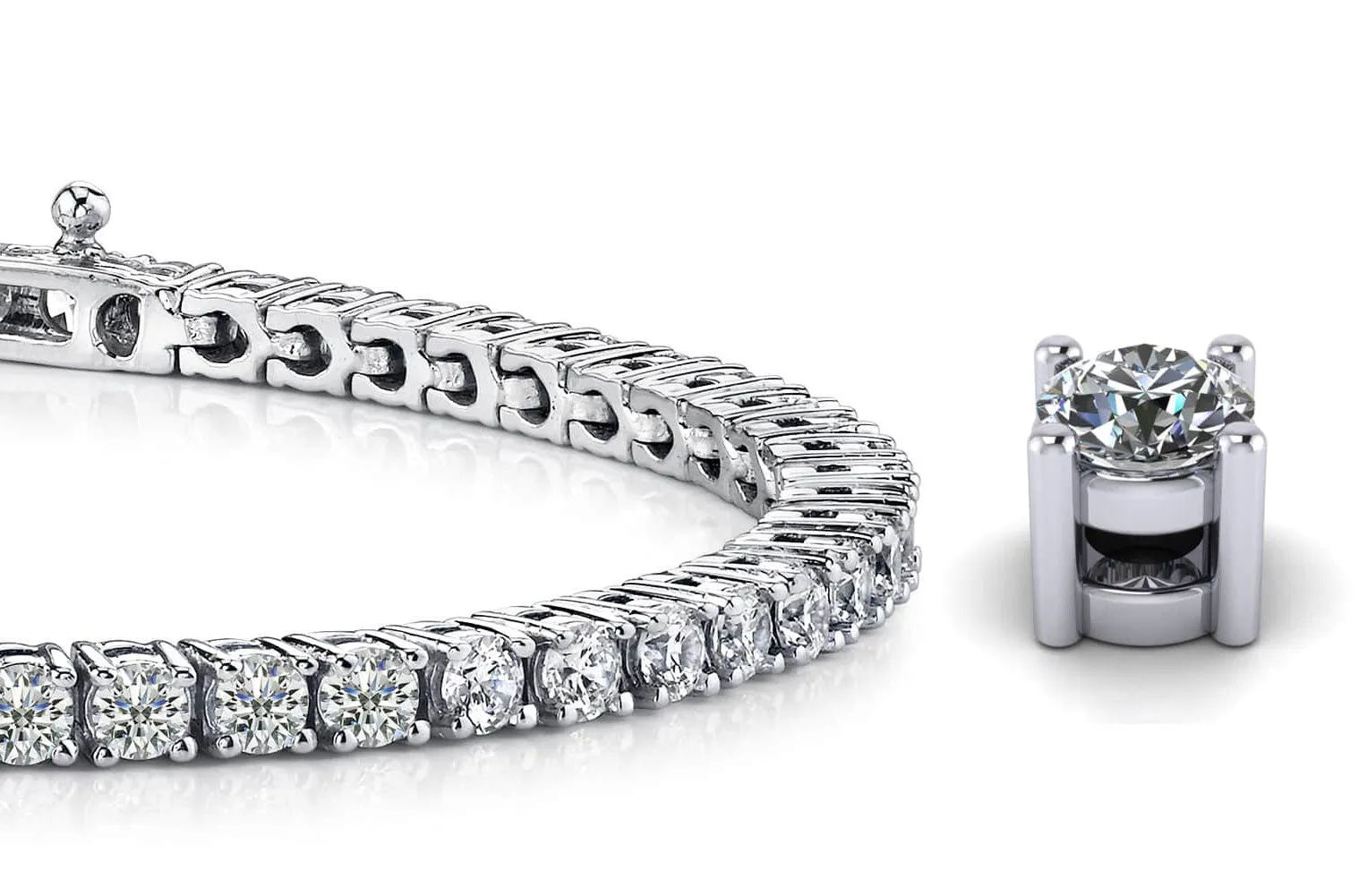 Four Prong Classic Lab-Grown Diamond Tennis Bracelet with 1.98 ct.(finished) 2mm