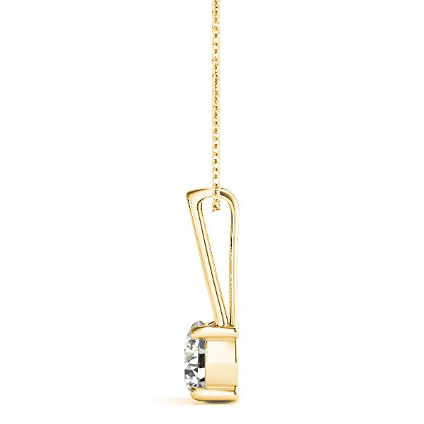 Four Prong Round Diamond Solitaire Necklace Pendant