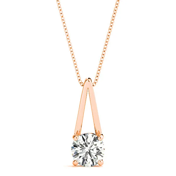 Four Prong Round Diamond Solitaire Necklace Pendant