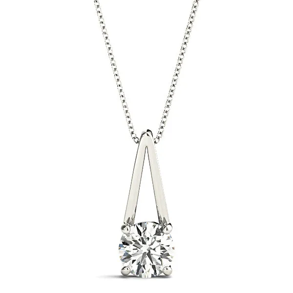 Four Prong Round Diamond Solitaire Necklace Pendant