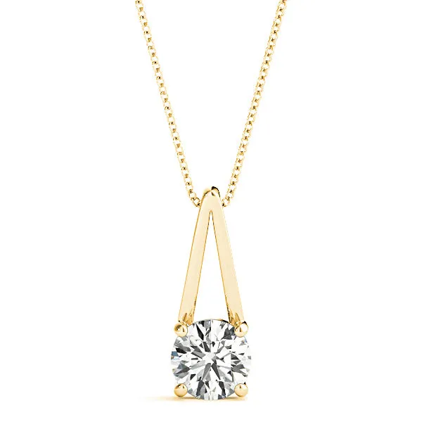 Four Prong Round Diamond Solitaire Necklace Pendant