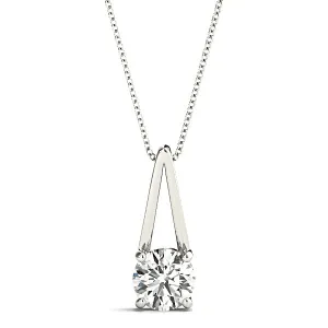 Four Prong Round Diamond Solitaire Necklace Pendant