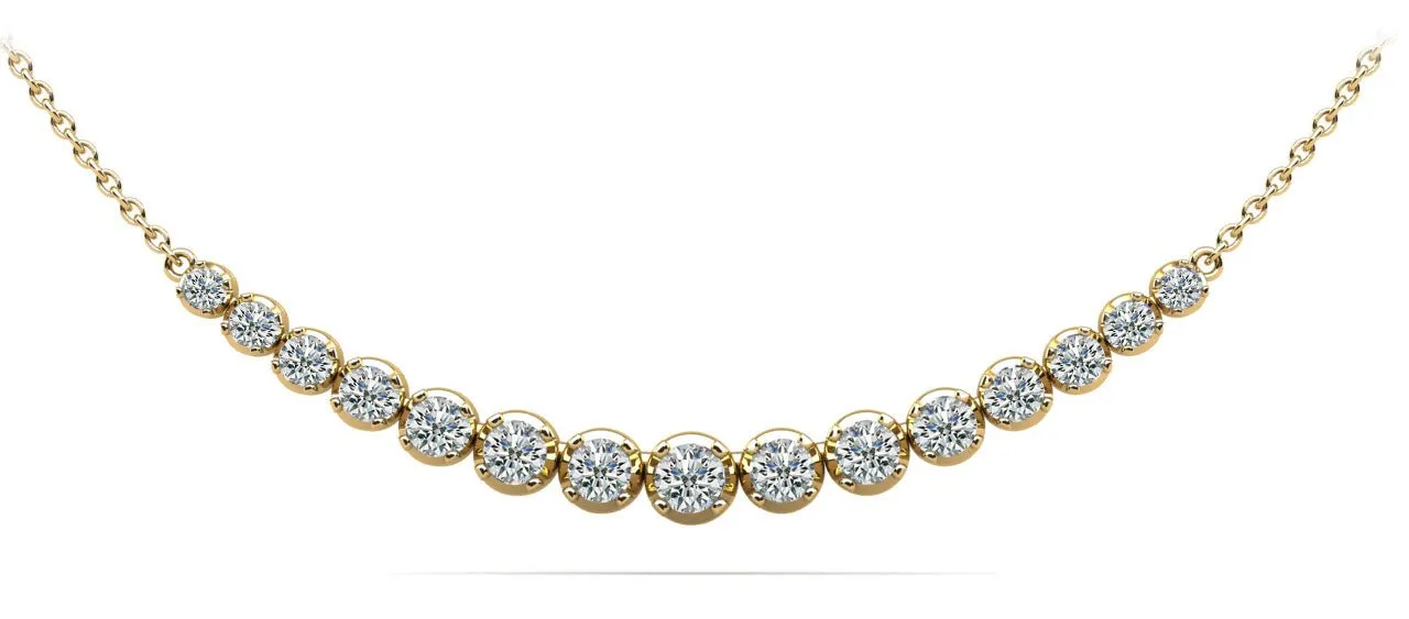 Four Prong Strand Necklace With Graduated Diamonds And Diamond Chain  with 2.05 ct.(finished)