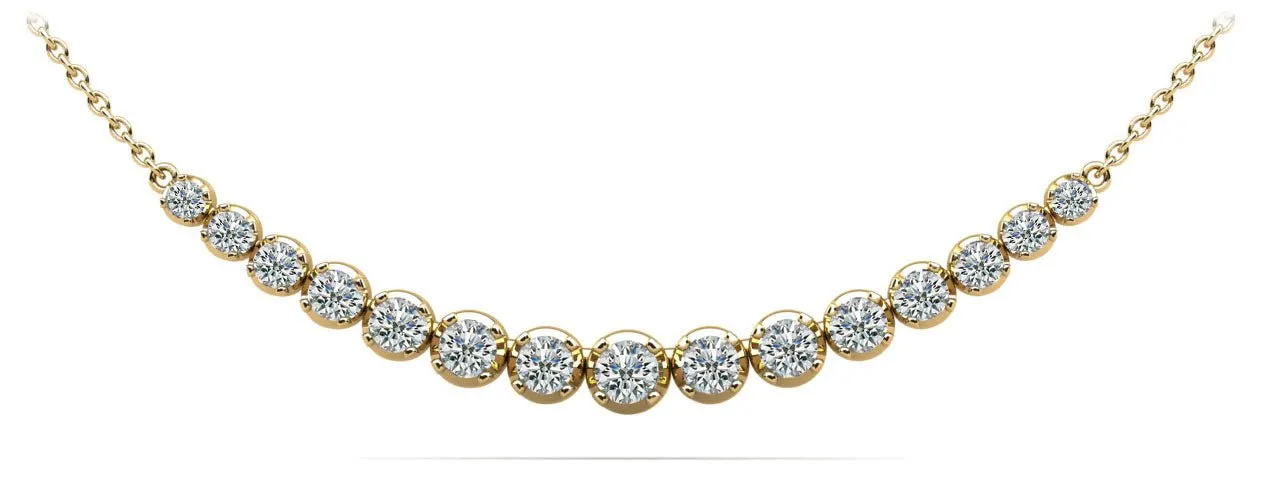Four Prong Strand Necklace With Graduated Diamonds And Diamond Chain  with 2.05 ct.(finished)