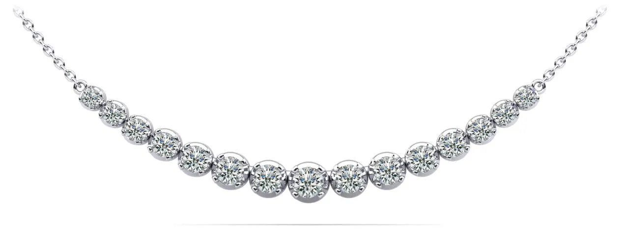 Four Prong Strand Necklace With Graduated Diamonds And Diamond Chain  with 2.05 ct.(finished)