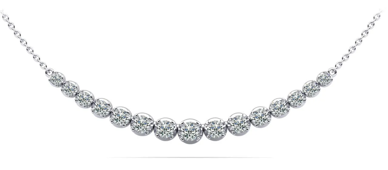 Four Prong Strand Necklace With Graduated Diamonds And Diamond Chain  with 2.05 ct.(finished)