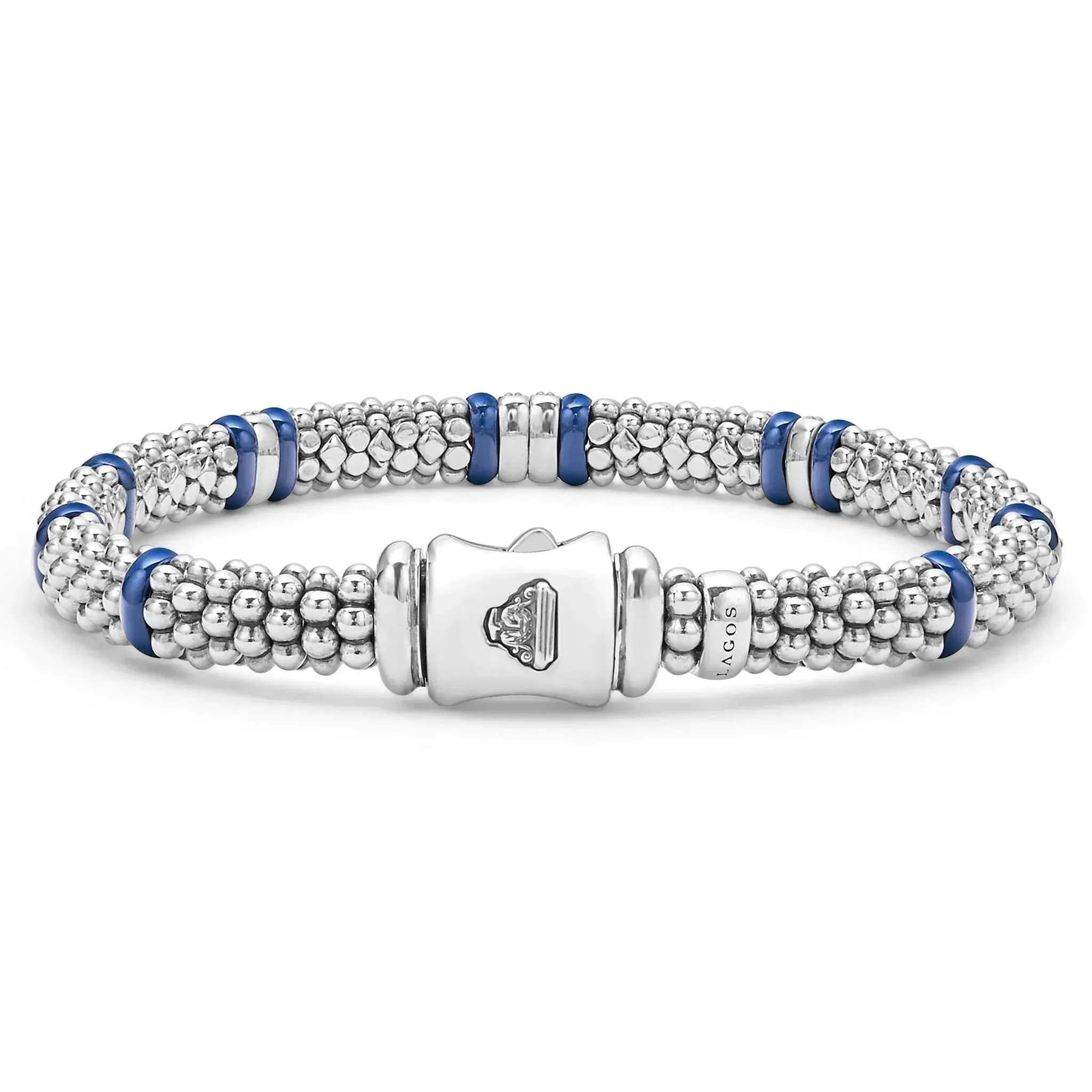 Four Station Diamond Caviar Bracelet | 6mm