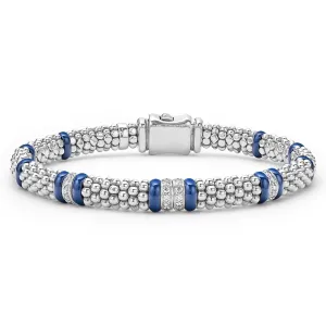 Four Station Diamond Caviar Bracelet | 6mm