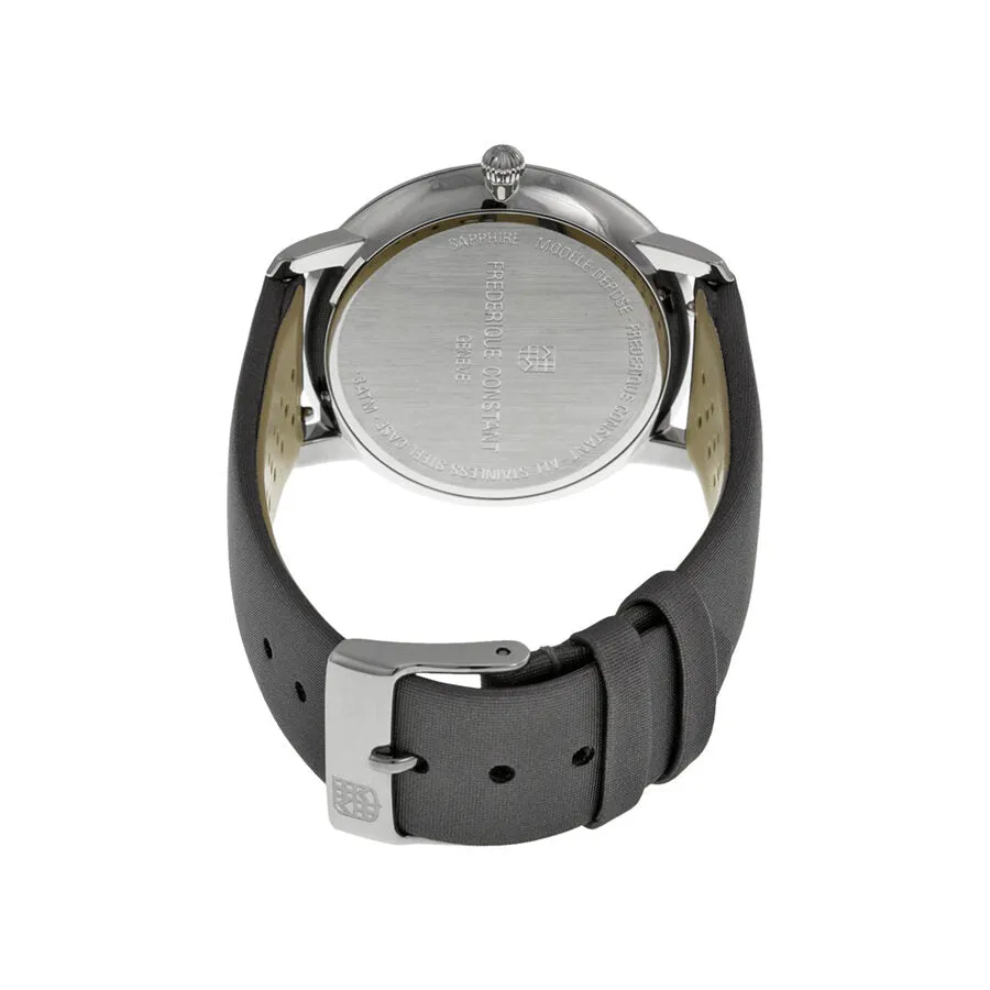 Frederique Constant Slim Line Silver Guilloche Dial Grey Satin Ladies Watch FC-220M4SD36