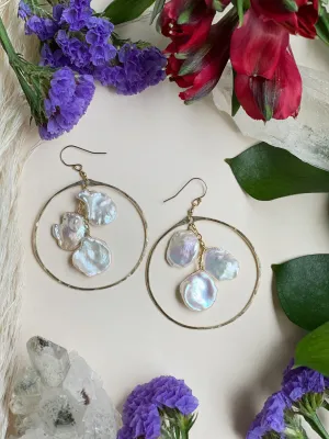 Freshwater Pearl Hammered Hoops