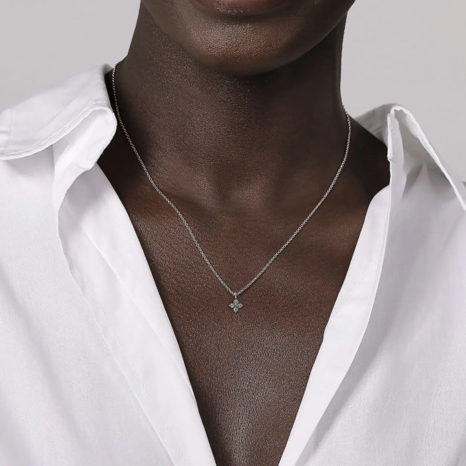 Gabriel & Co. Diamond Flower Shape Pendant Necklace