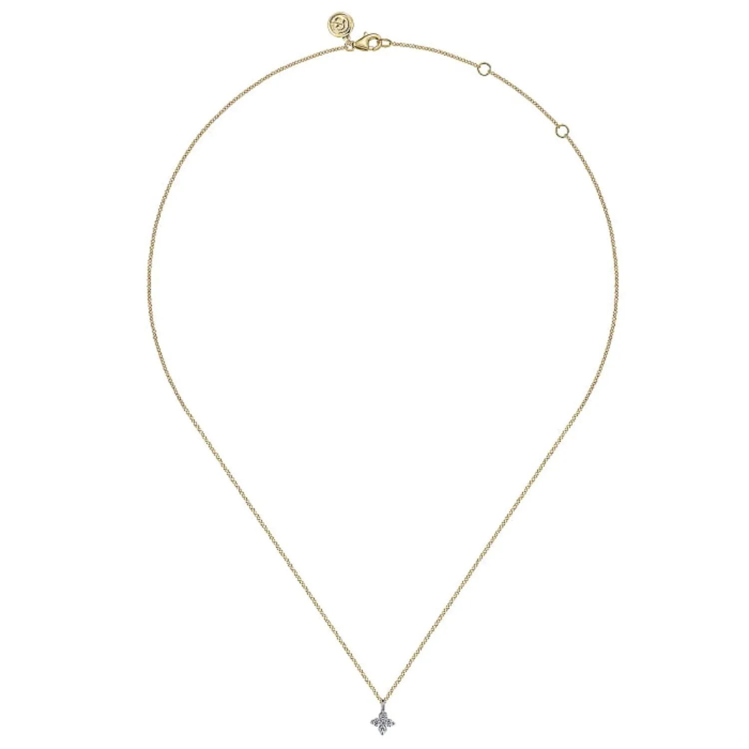 Gabriel & Co. Diamond Flower Shape Pendant Necklace
