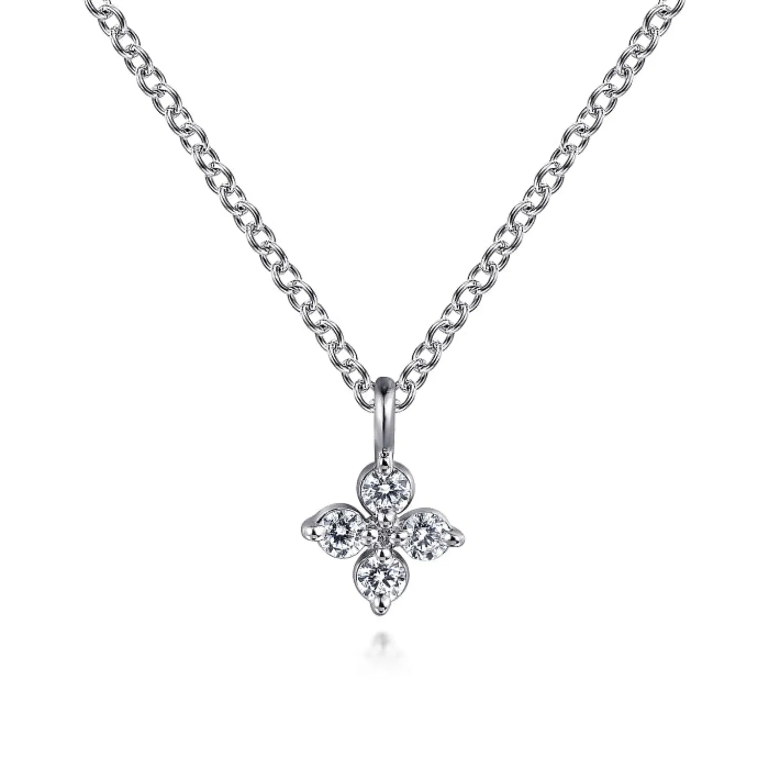 Gabriel & Co. Diamond Flower Shape Pendant Necklace