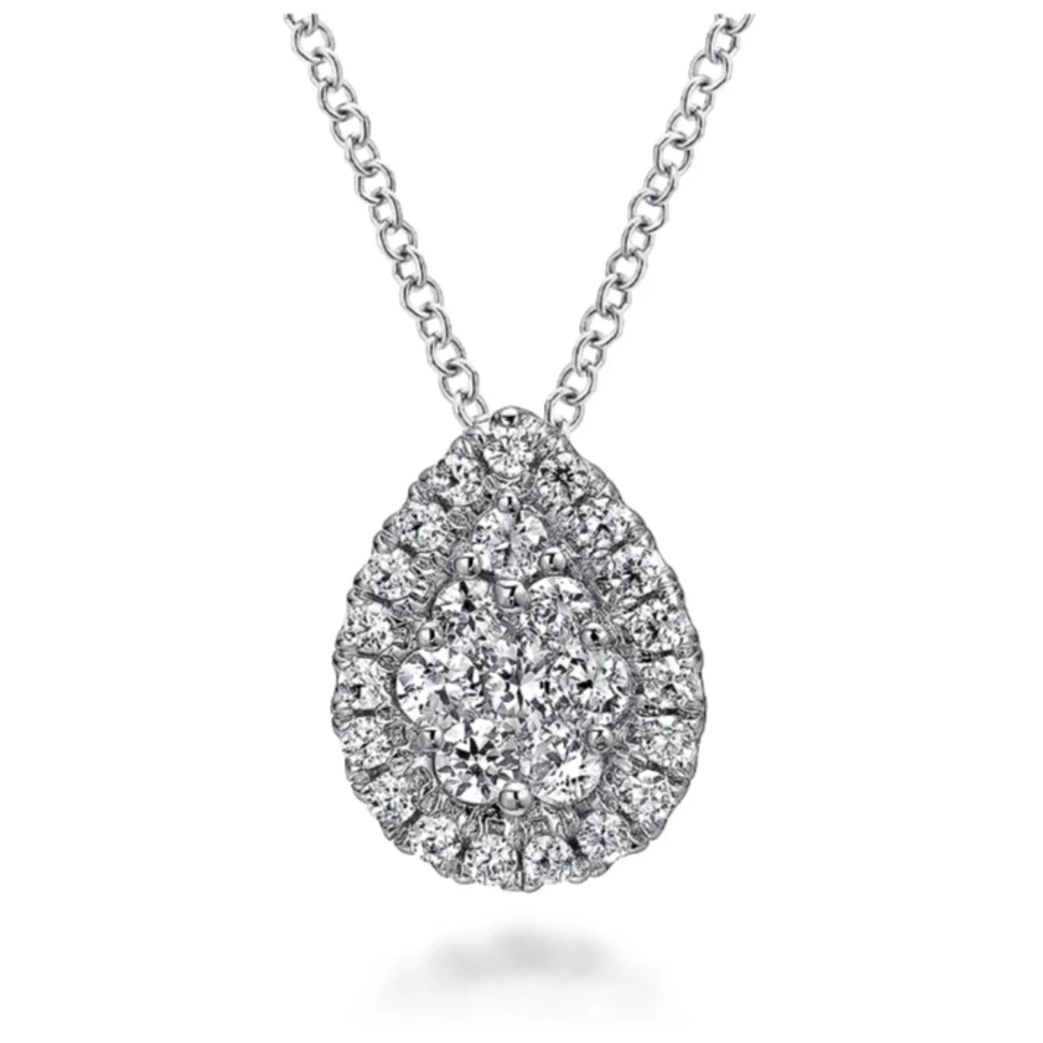 Gabriel & Co. Tear Drop Cluster Diamond Pendant