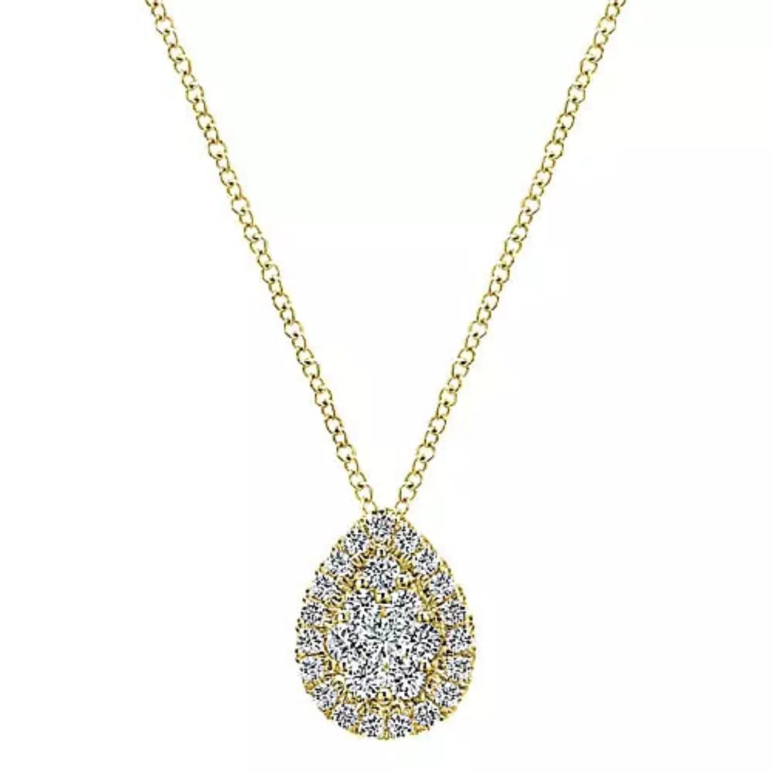 Gabriel & Co. Tear Drop Cluster Diamond Pendant
