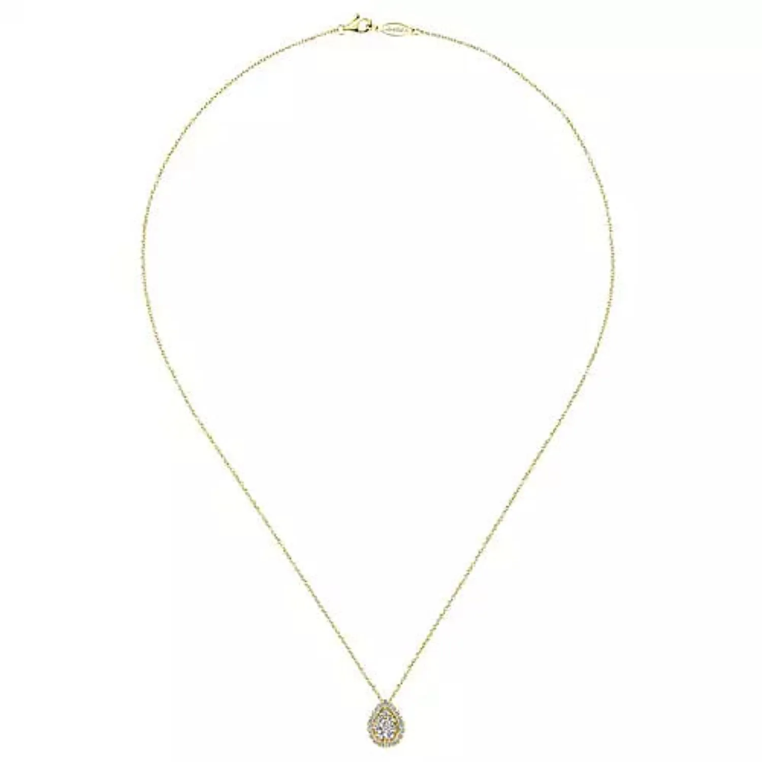 Gabriel & Co. Tear Drop Cluster Diamond Pendant