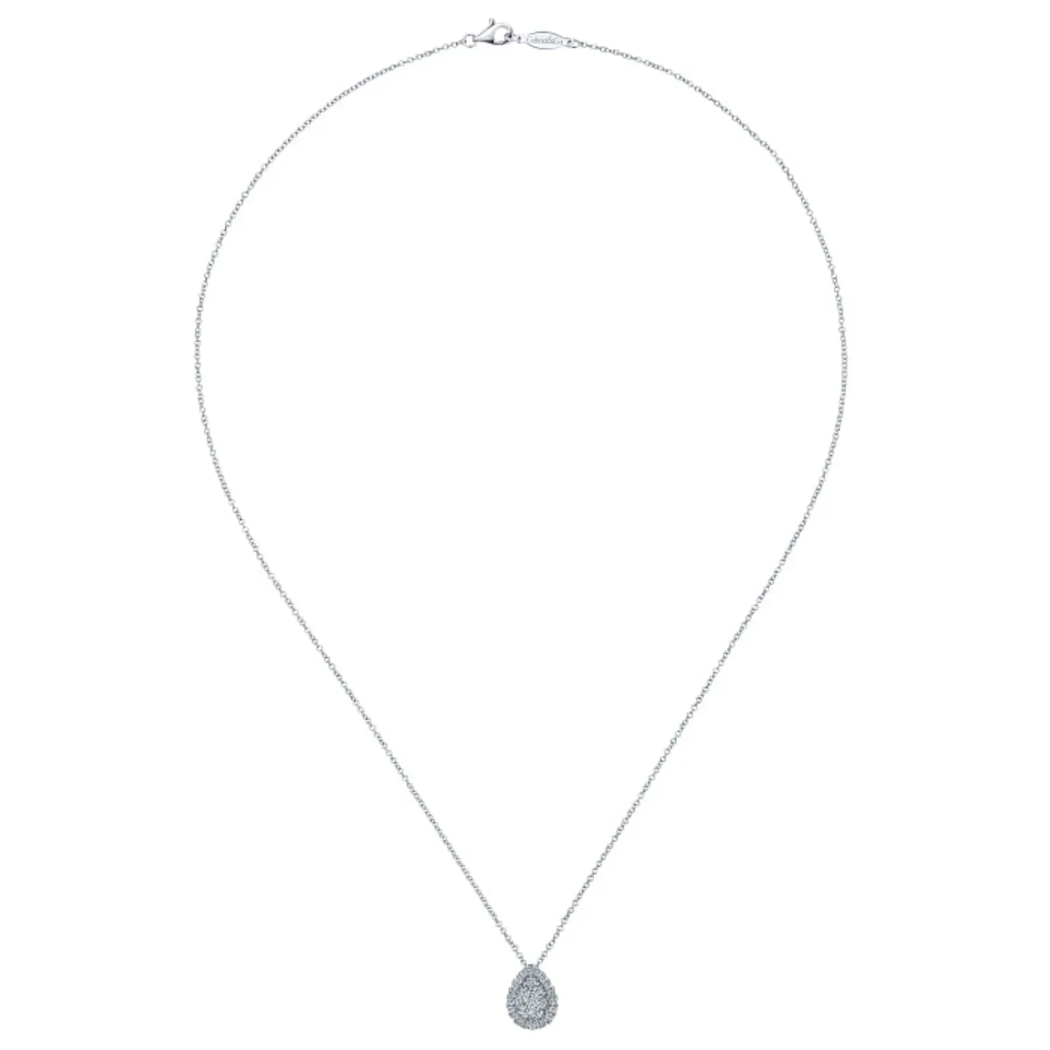 Gabriel & Co. Tear Drop Cluster Diamond Pendant
