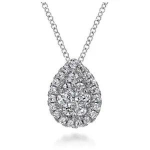 Gabriel & Co. Tear Drop Cluster Diamond Pendant
