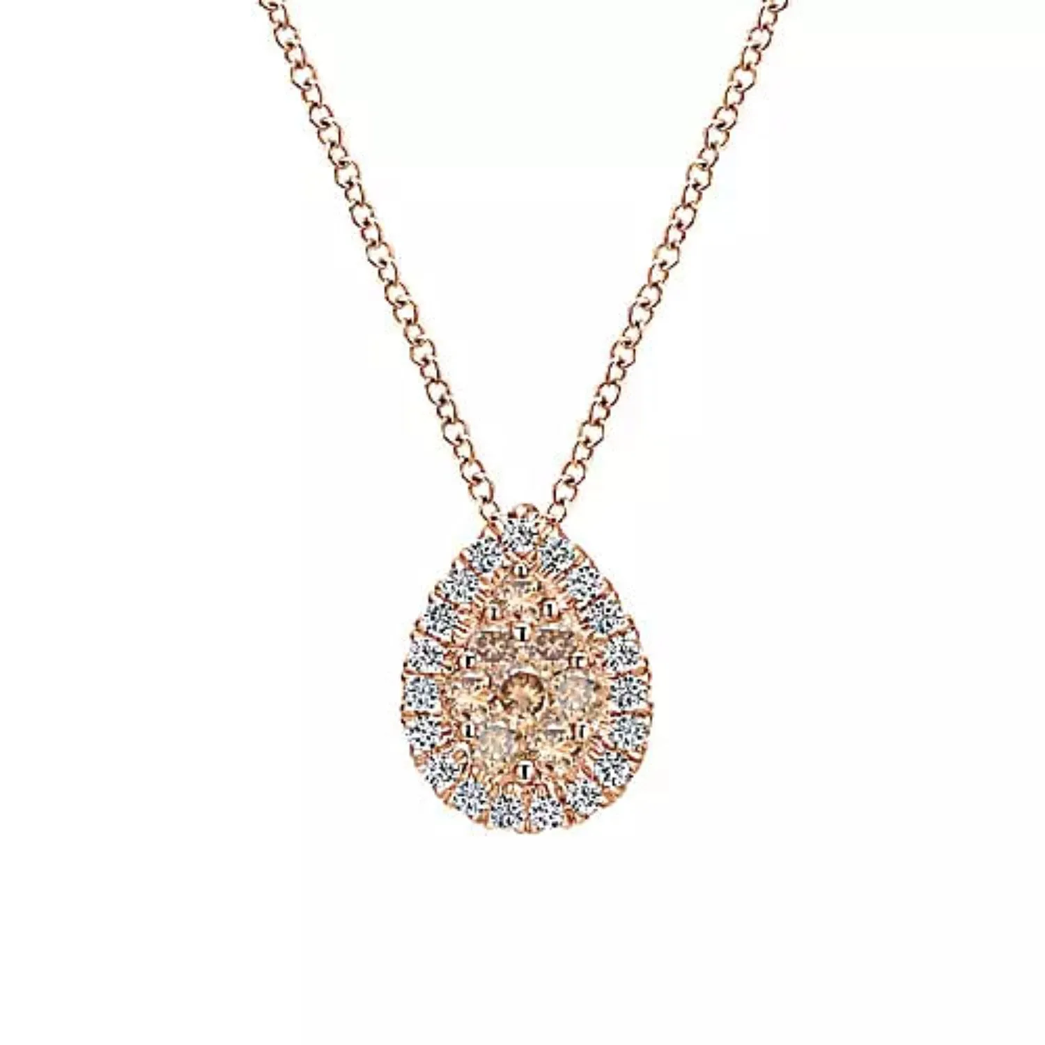 Gabriel & Co. Tear Drop Cluster Diamond Pendant