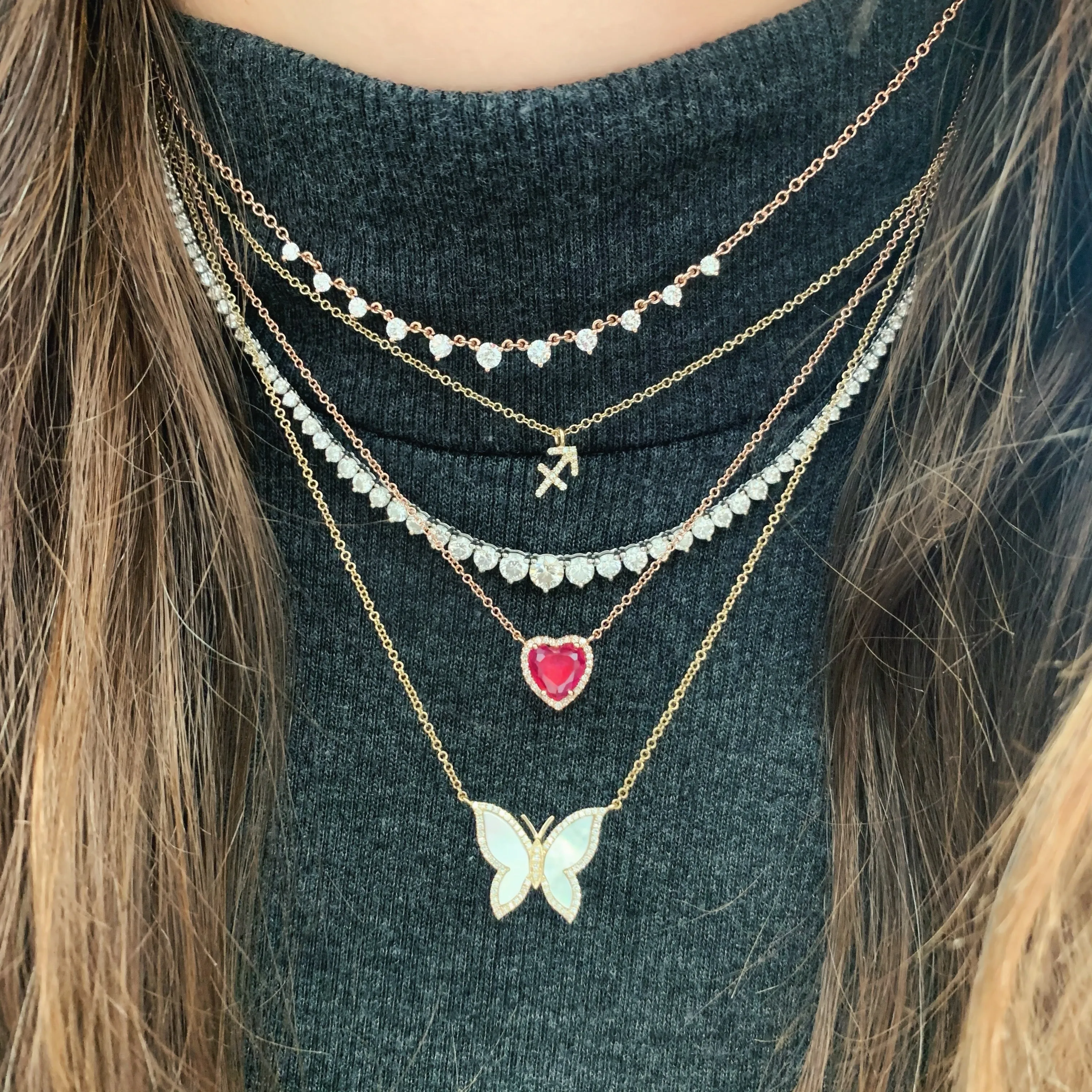 Gemstone Heart with Diamond Halo on Thin Cable Chain Necklace