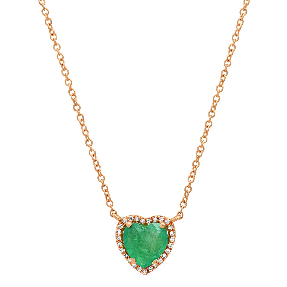Gemstone Heart with Diamond Halo on Thin Cable Chain Necklace