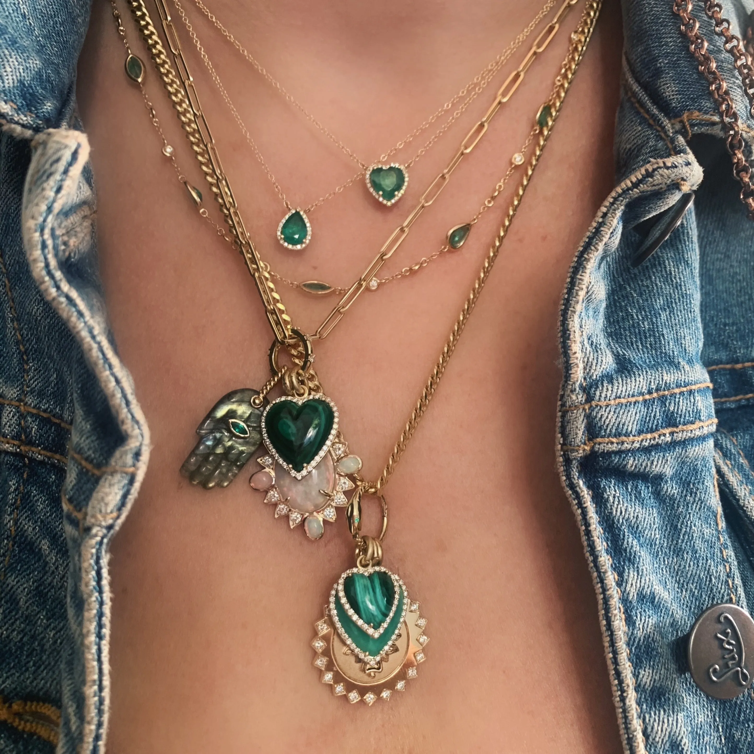 Gemstone Heart with Diamond Halo on Thin Cable Chain Necklace