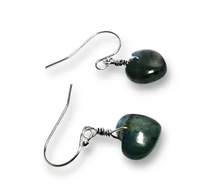 Genuine Labradorite Heart Silver Earrings, Labradorite*