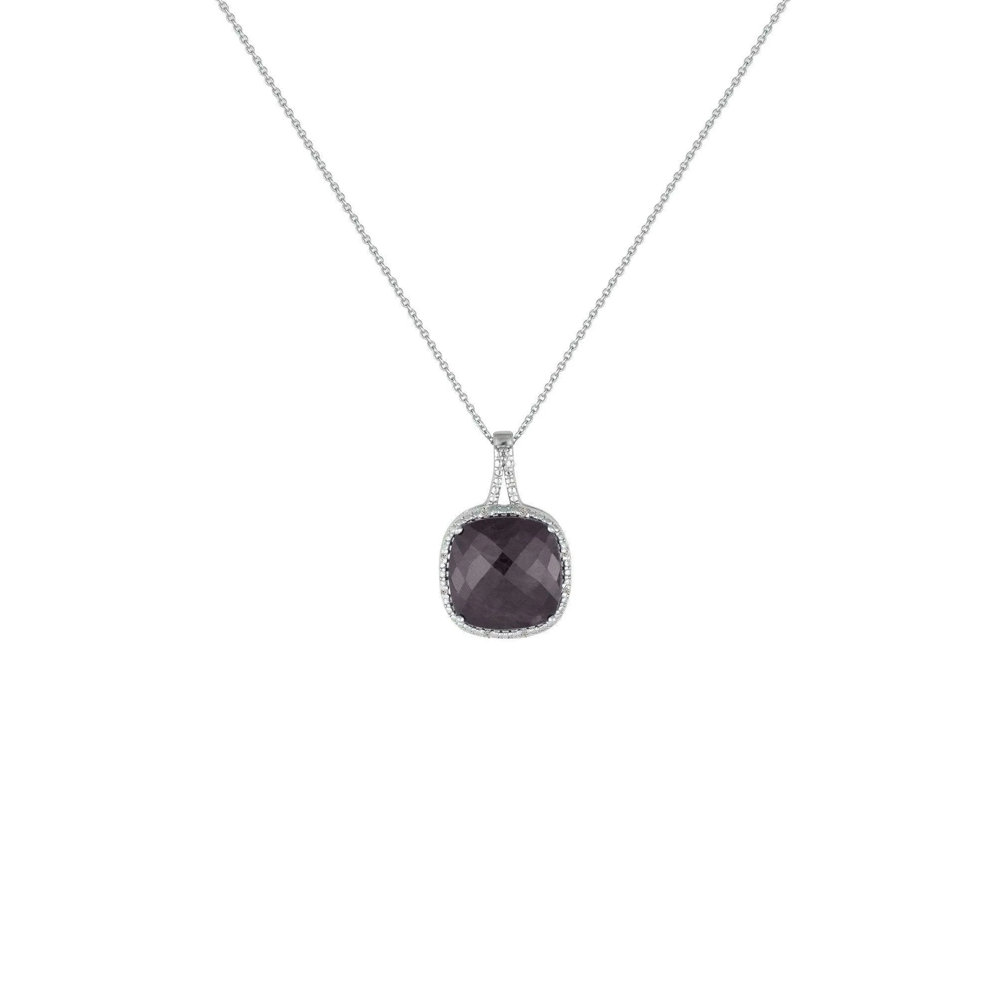 Genuine Ruby and Diamond Accent Pendant in Silver