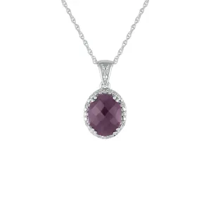 Genuine Ruby and Diamond Accent Pendant in Silver