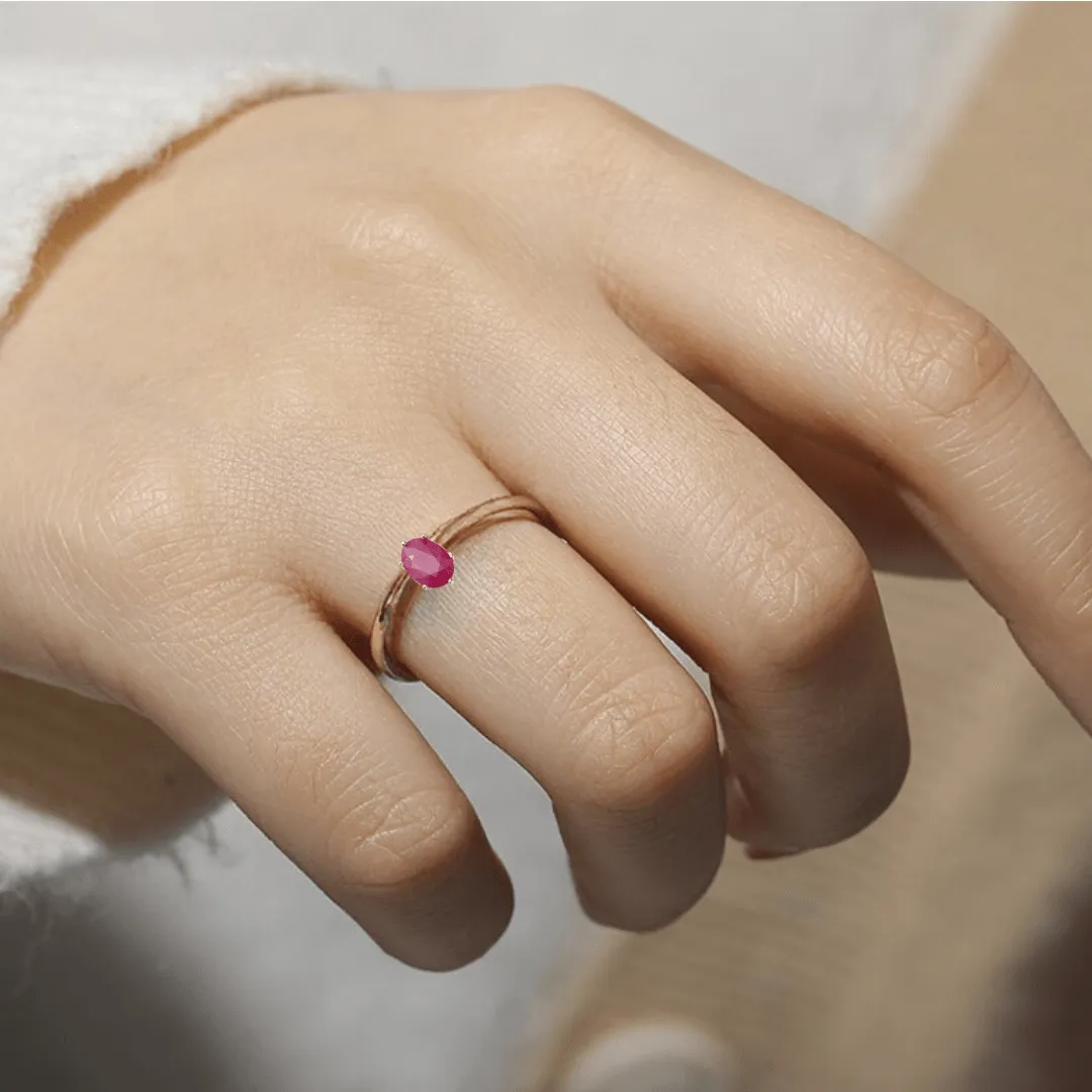 Genuine Ruby Solitaire Ring